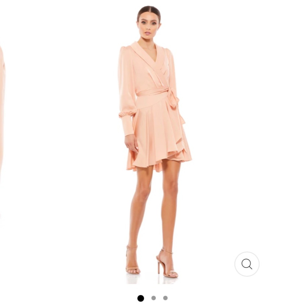 NWOT MacDuggal Hi-Low Pleated Short Wrap Dress in Salmon Size 4
